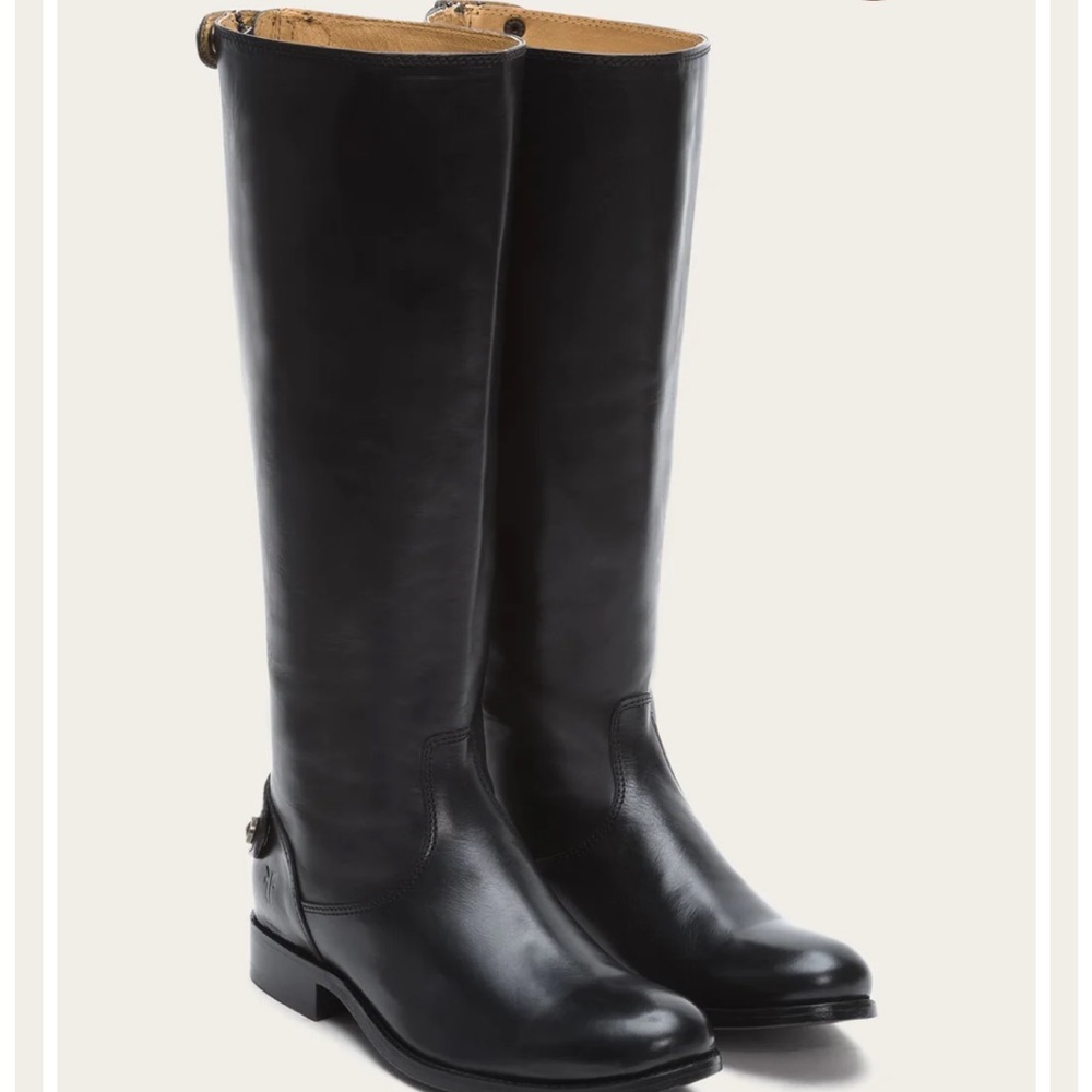 FRYE BLACK MELISSA BUTTON BACK ZIP 10